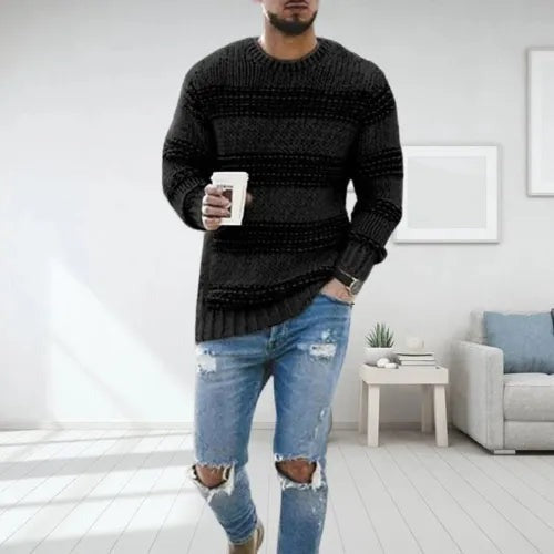 Zevy | Men's Casual Striped Knit Sweater