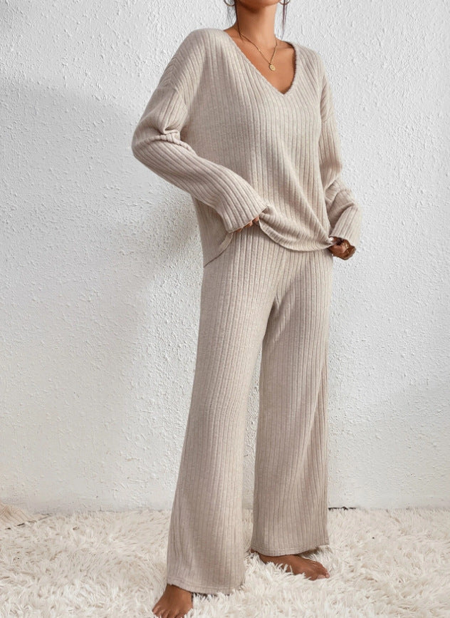 Crizaa | Cozy Ribbed Loungewear Set