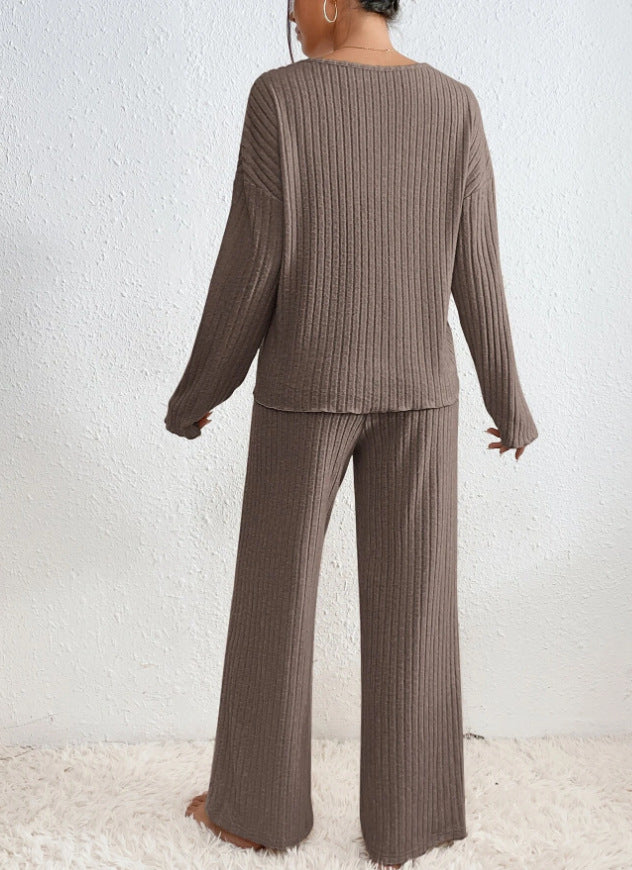 Crizaa | Cozy Ribbed Loungewear Set