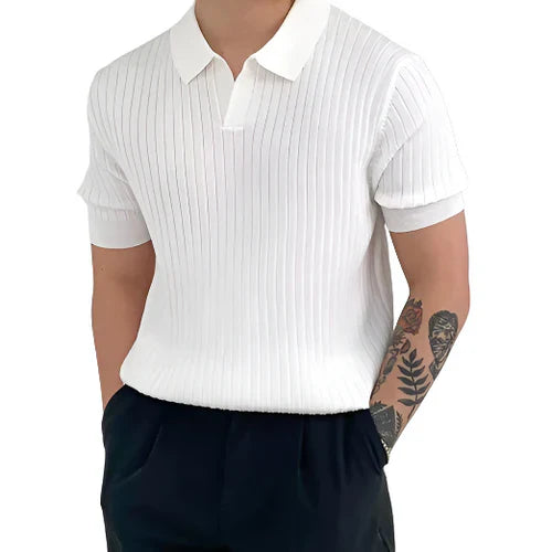 Cedric | Men's Ribbed Cotton Polo Shirt