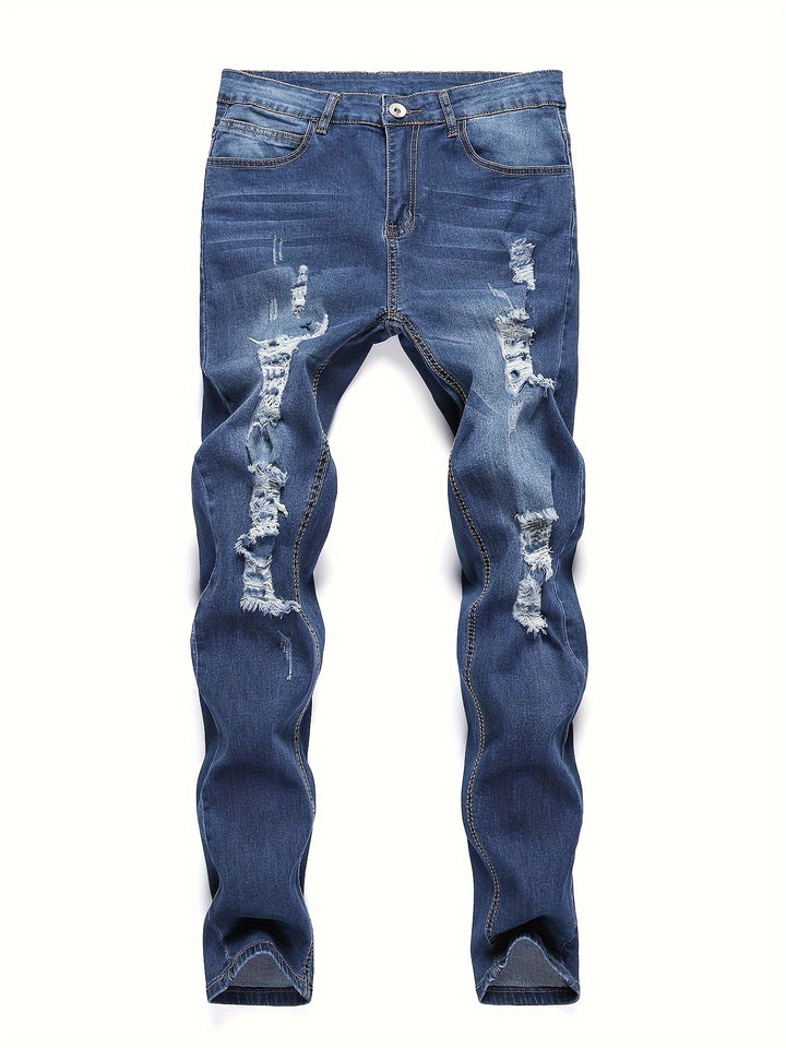 Caleb | Men's Slim-Fit Tattered Jeans