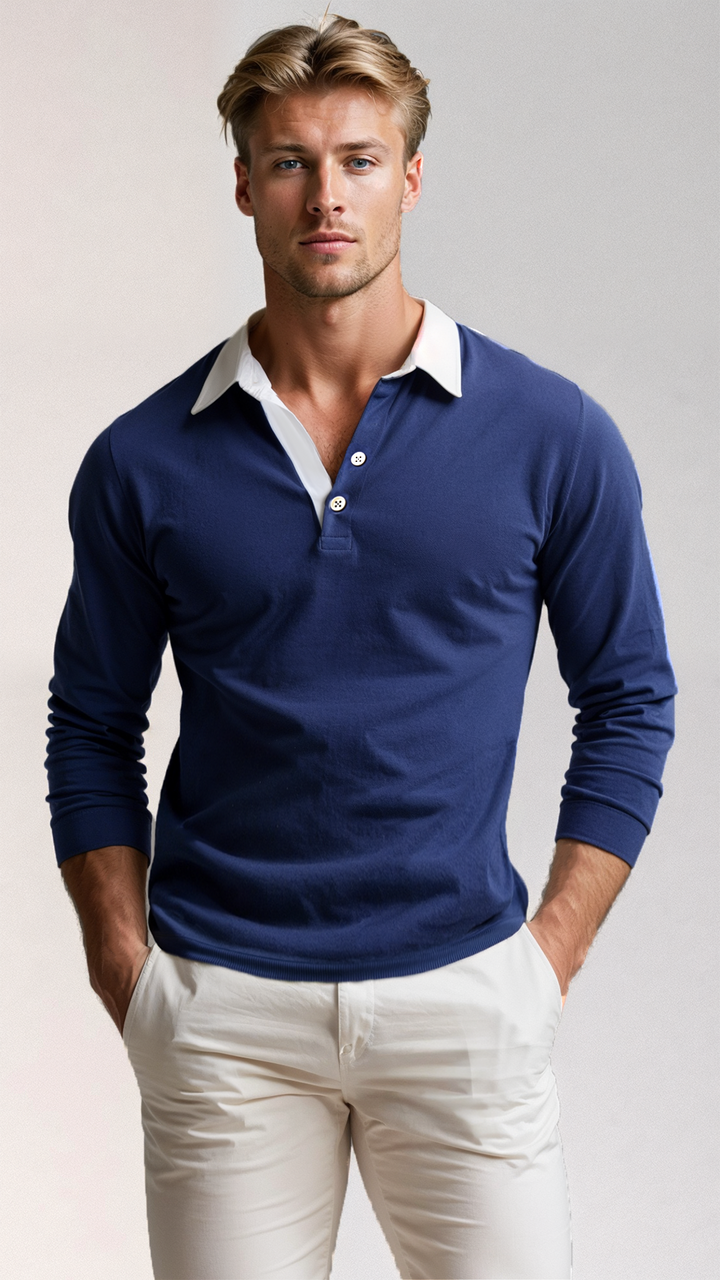 EWAN | MEN’S ELEGANT POLO PULLOVER | LONG SLEEVE