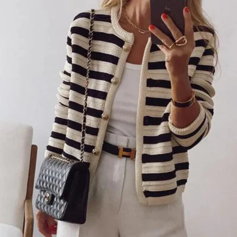 Mia | Women's Striped Button-Up Cardigan