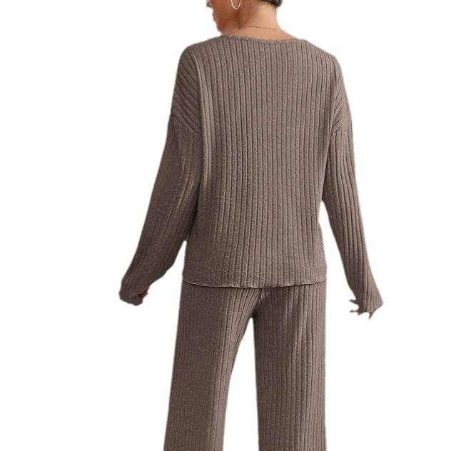 Crizaa | Cozy Ribbed Loungewear Set