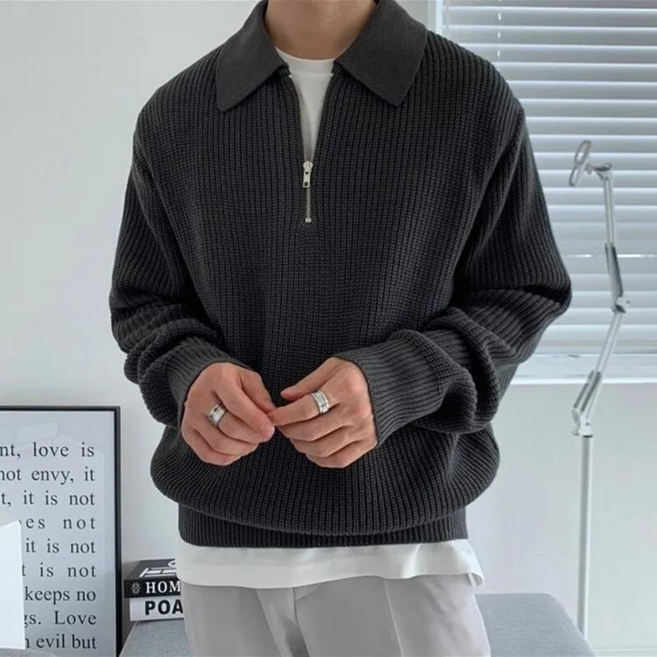 Cesare | Men's Half-Zip Collared Sweater