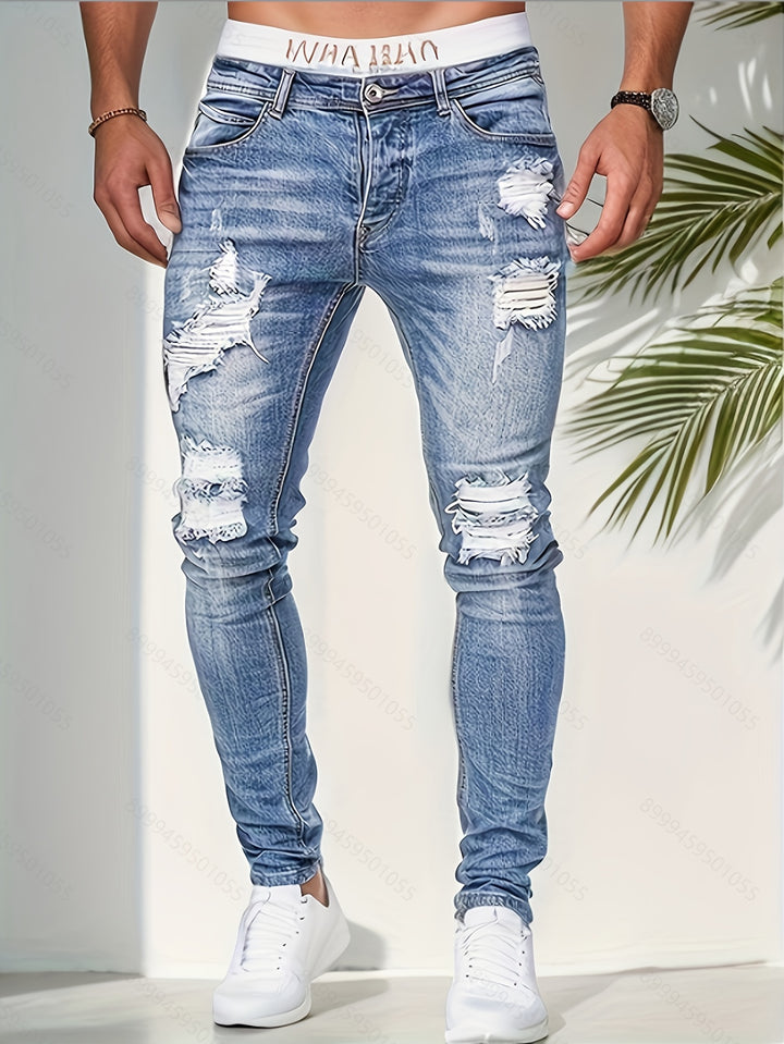 Caleb | Men's Slim-Fit Tattered Jeans