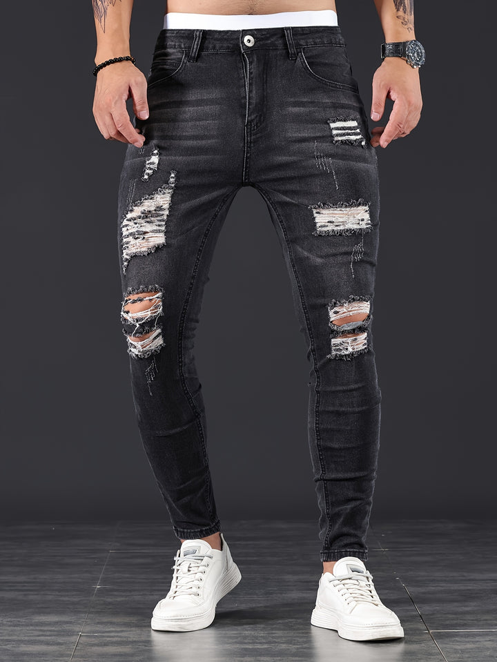 Caleb | Men's Slim-Fit Tattered Jeans