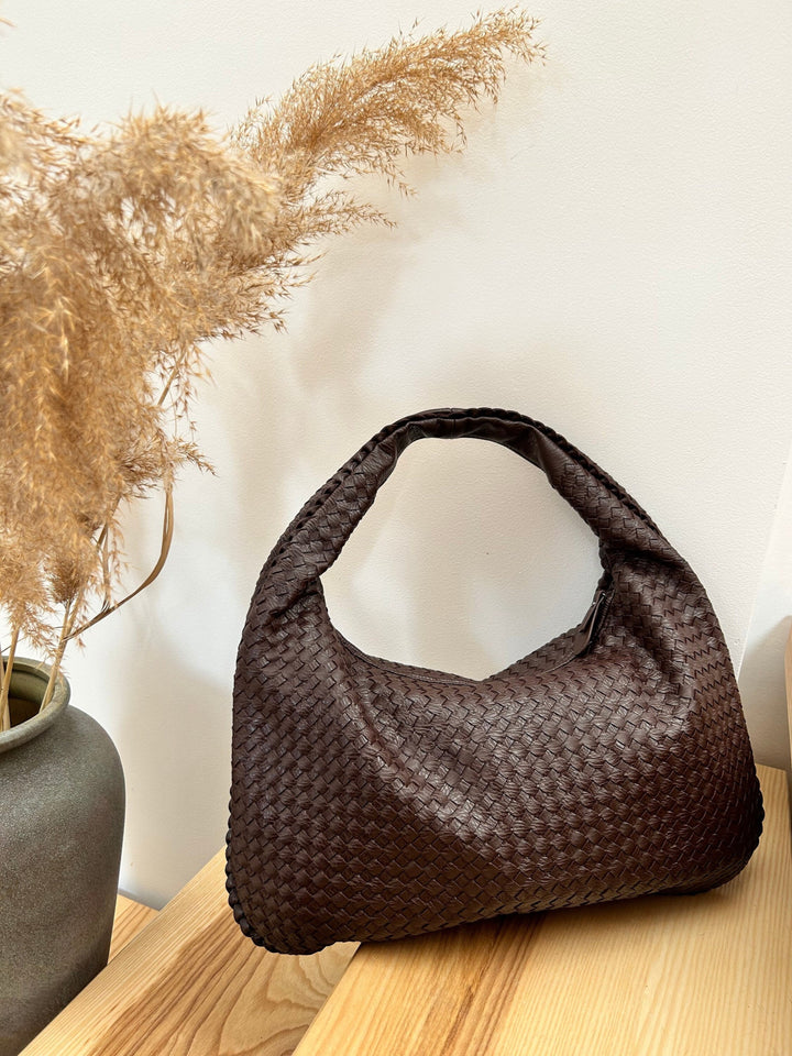 Eva | Chic Woven Maroon Hobo Bag