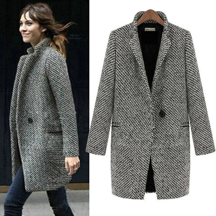 Francesca | Women's Houndstooth Long Coat