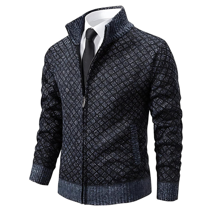 Elliot - Men's Diamond Patterned Zip Cardigan