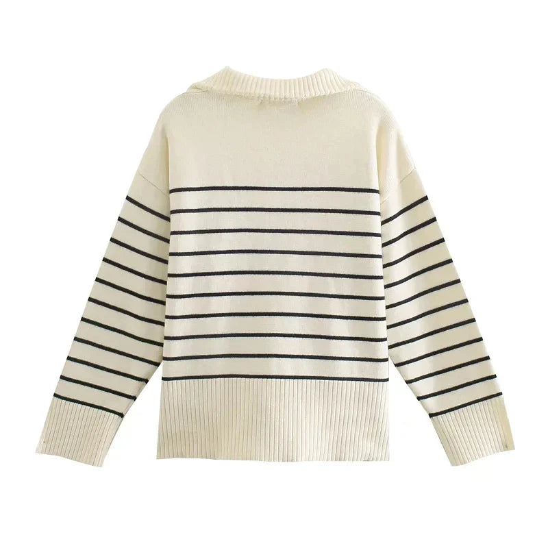 Nina | Women's Striped Half-Zip Sweater