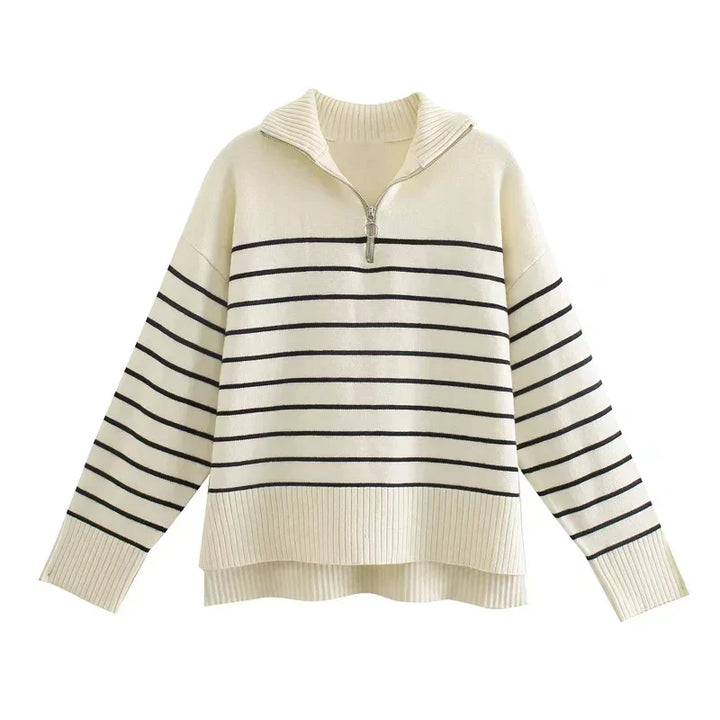 Nina | Women's Striped Half-Zip Sweater