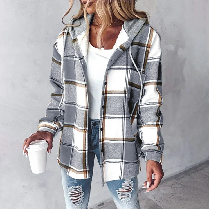 Ivy | Plaid Button-Up Hoodie Shirt