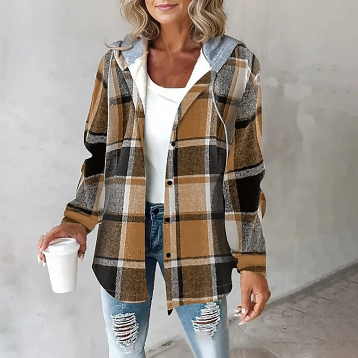 Ivy | Plaid Button-Up Hoodie Shirt