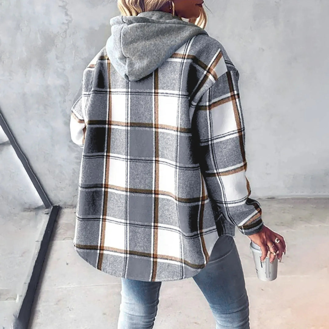 Ivy | Plaid Button-Up Hoodie Shirt