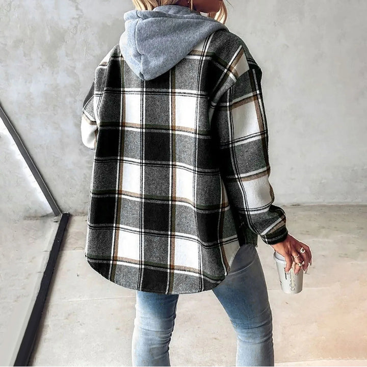 Ivy | Plaid Button-Up Hoodie Shirt