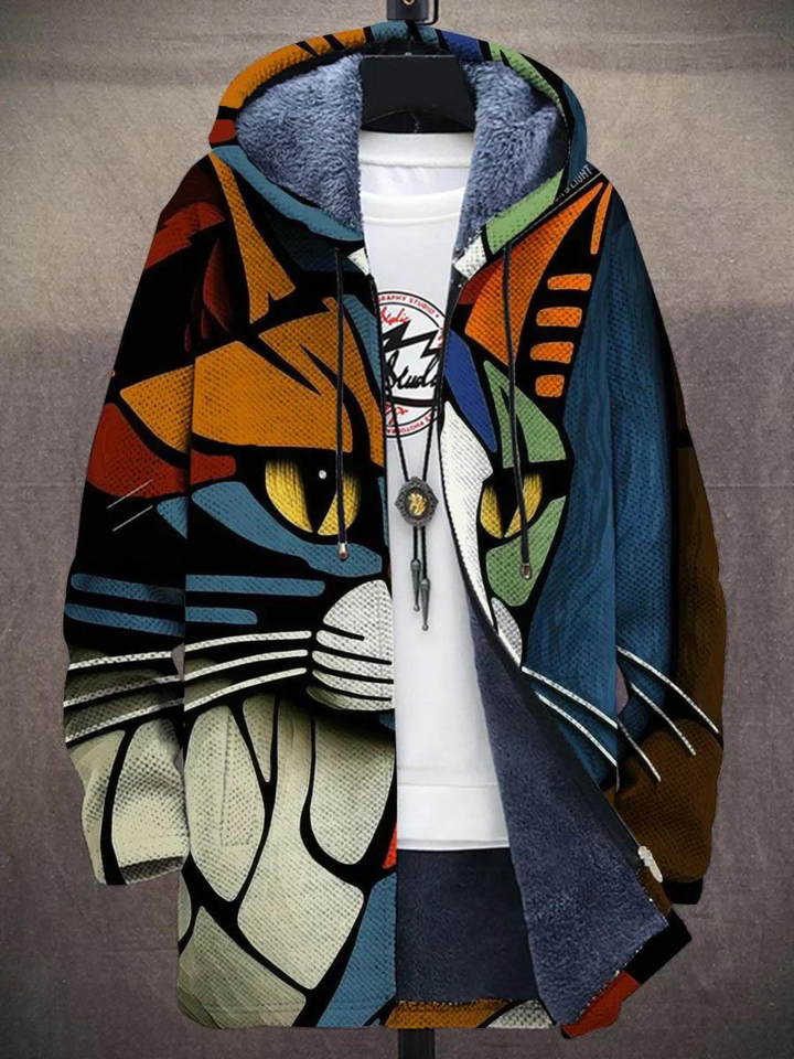 Viro | Abstract Feline Art Hoodie for Men