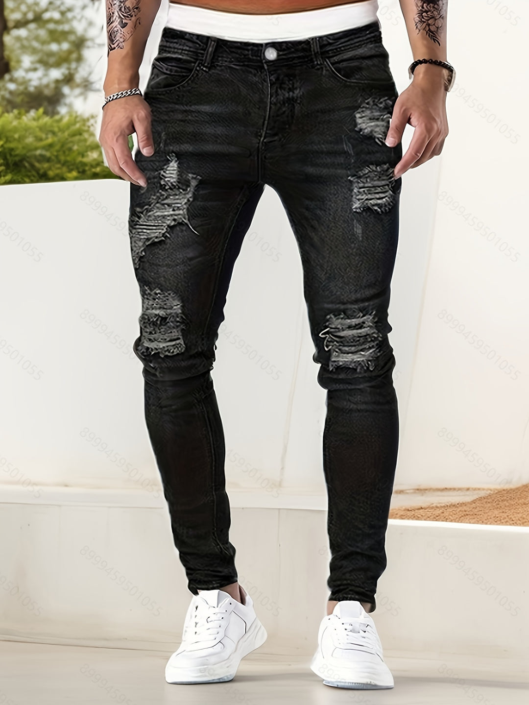 Caleb | Men's Slim-Fit Tattered Jeans